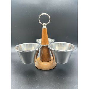 Stako Sweden Lazy Susan MCM Condiment Caddy Wood and Stainless